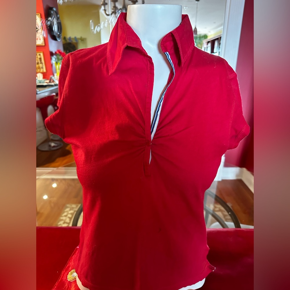TOMMY HILFIGER RED SHORT SLEEVES POLO SHIRT MEDIUM